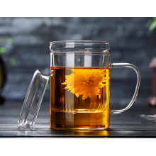 Heat Resisting Glass Tea Mug With tea infuser.